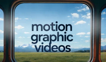 Cover: "motion graphic videos" seen through a window onto a green field